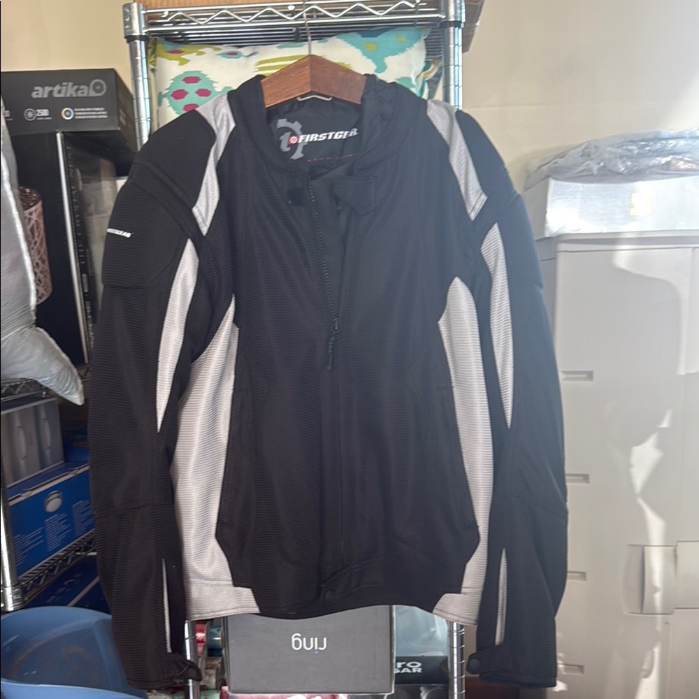Firstgear Mesh Tex Tucker Rocky Padded Motorcycle Jacket Black Silver Men’s 2XL